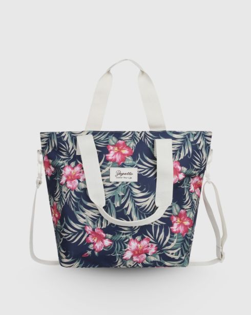 Geantă de umăr damă albastră cu model floral "Nairobi", poliester, Zagatto