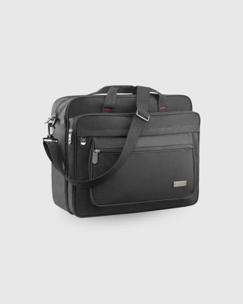 Geantă neagră de umăr urbană cu compartiment pentru laptop, poliester și nylon, Zagatto