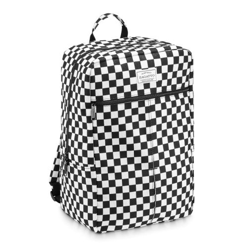Rucsac de călătorie negru cu model tablă de șah 40x30x20, poliester și nylon, Zagatto