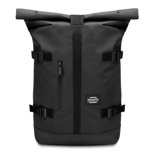 Rucsac negru pentru bicicletă rolltop, poliester și nylon, Zagatto
