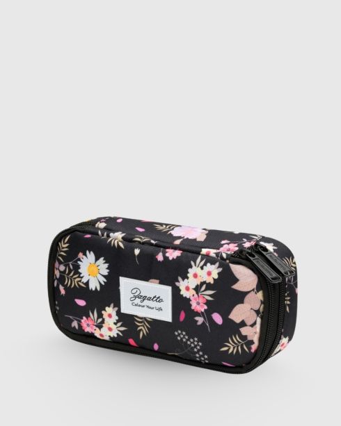 Penar negru floral cu două compartimente, poliester și nylon, Zagatto – imaginea 3
