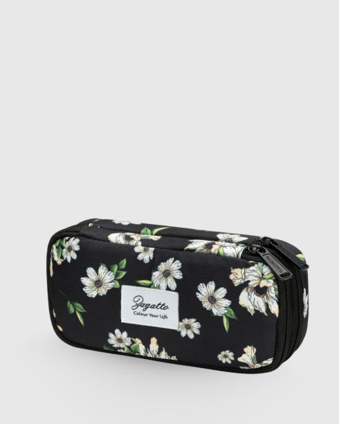 Penar negru floral cu două compartimente fără accesorii, poliester și nylon, Zagatto