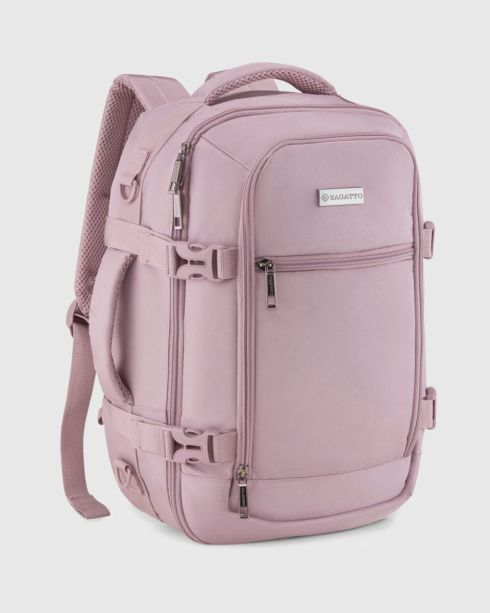 Rucsac damă de călătorie 40x25x20 roz pudrat, poliester și nylon, Zagatto