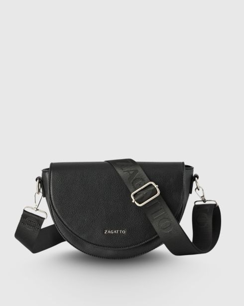 Geantă neagră crossbody din piele ecologică, Zagatto