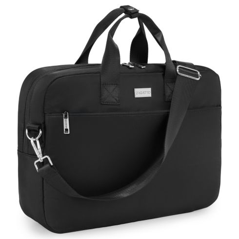 Geantă laptop 15,6" neagră cu bandă pentru troler Leo