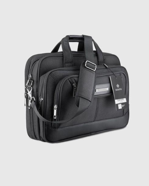 Geantă neagră pentru laptop de 15,6 inci și documente, poliester, nylon, Zagatto