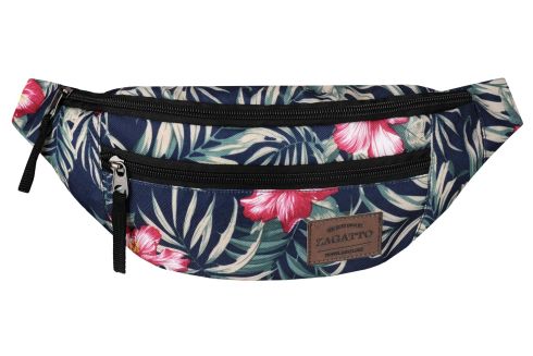 Navy blue waist bag with pink flowers ZG671 - main photo