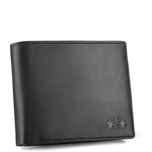 Portofel bărbătesc negru din piele orizontal cu protecție RFID Secure, piele naturală, Zagatto
