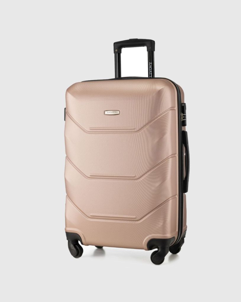 Troler mediu pe roți aur roz, ABS, Zagatto, 65×45×26 cm – imaginea 2