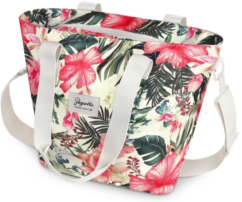 Geantă de umăr damă bej cu model floral "Marsilia", poliester, Zagatto – imaginea 2