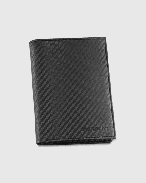 Portofel bărbătesc negru din piele vertical carbon cu protecție RFID, piele naturală, Zagatto