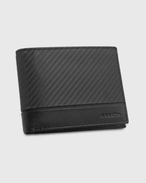 Portofel bărbătesc negru orizontal din piele carbon RFID Secure, piele naturală, Zagatto – imaginea 2