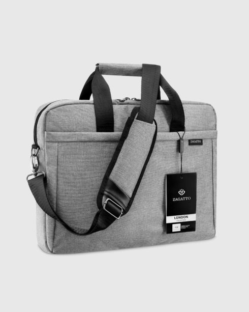 Geantă gri pentru laptop de 17,3 inci cu fixare pe valiză, poliester și nylon, Zagatto – imaginea 2