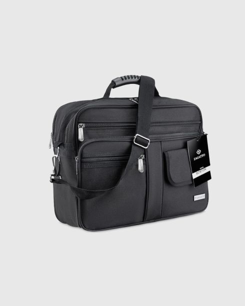 Geantă mare neagră de umăr, poliester și nylon, Zagatto – imaginea 2