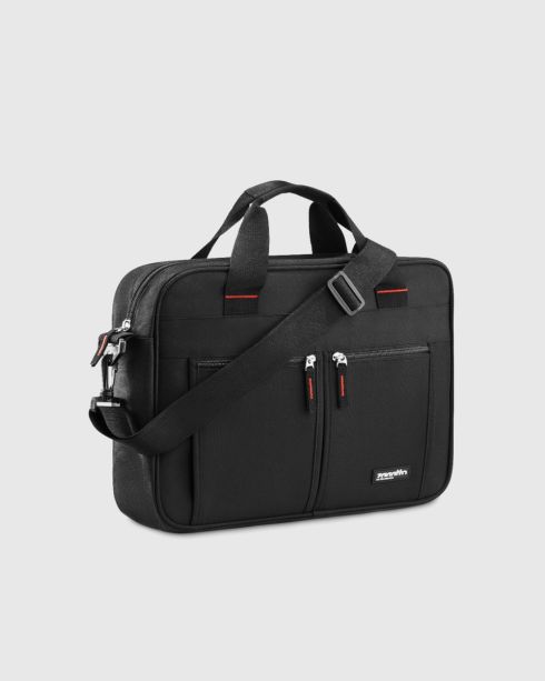 Geantă urbană neagră pentru laptop 15,6 inci cu buzunare, poliester și nylon, Zagatto