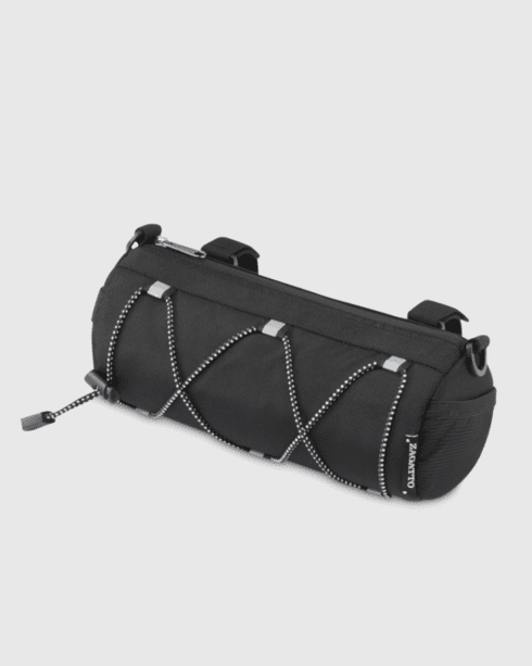 Geantă neagră tip tub pentru ghidon bicicletă, poliester și Codura, Zagatto