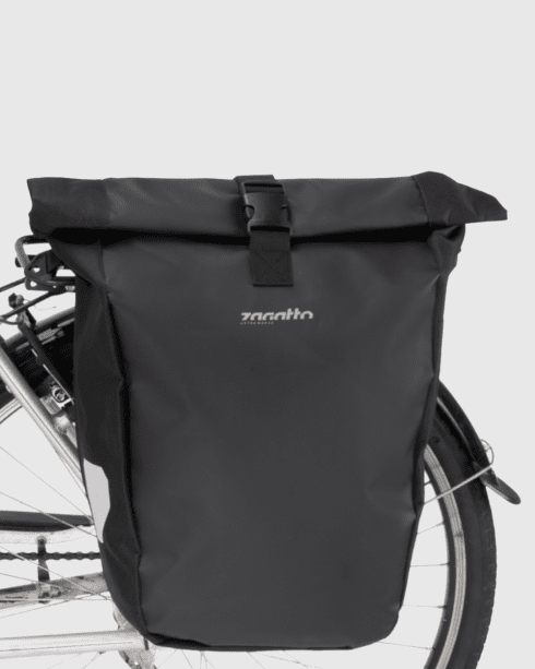 Geantă neagră laterală pentru portbagaj bicicletă, poliester și Codura, Zagatto