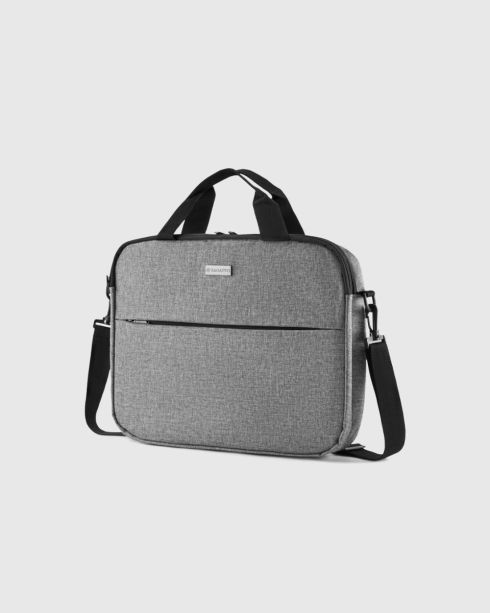 Geantă gri pentru laptop de 15,6 inci cu două compartimente, nylon, Zagatto