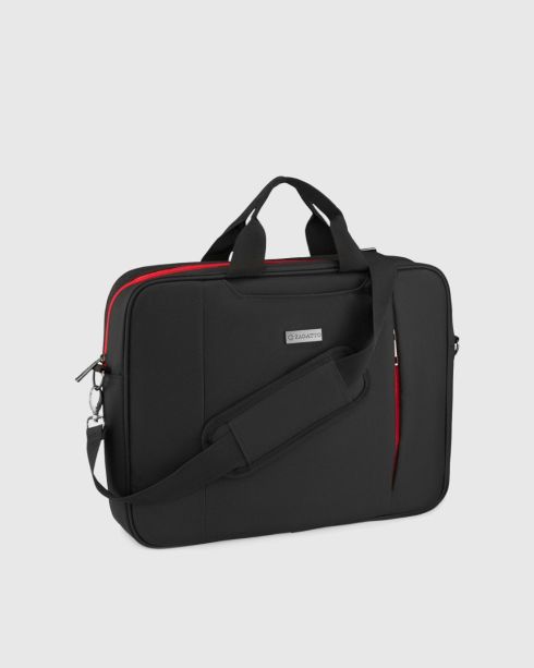 Geantă neagră întărită pentru laptop de 15,6 inci, poliester nylon, Zagatto
