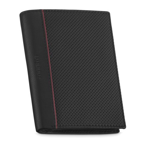 Portofel vertical negru pentru documente din piele naturală cu protecție RFID, Zagatto