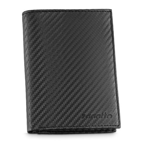 Portofel bărbătesc negru din piele vertical carbon cu protecție RFID, piele naturală, Zagatto
