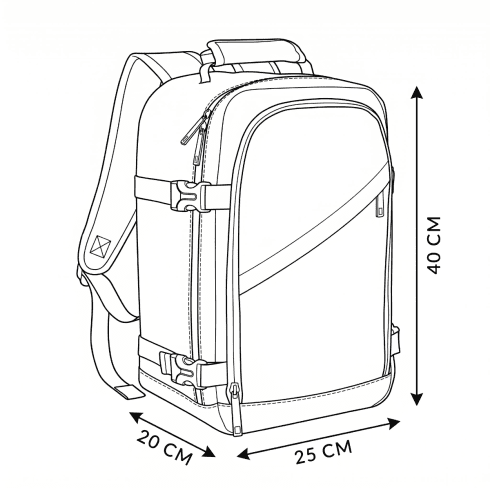 Rucsac de avion 40×20×25 cm, bej – Kair