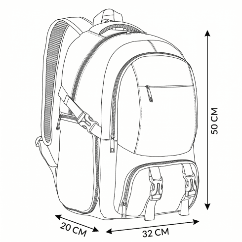 Rucsac negru, cu mai multe compartimente și buzunar pentru încălțăminte