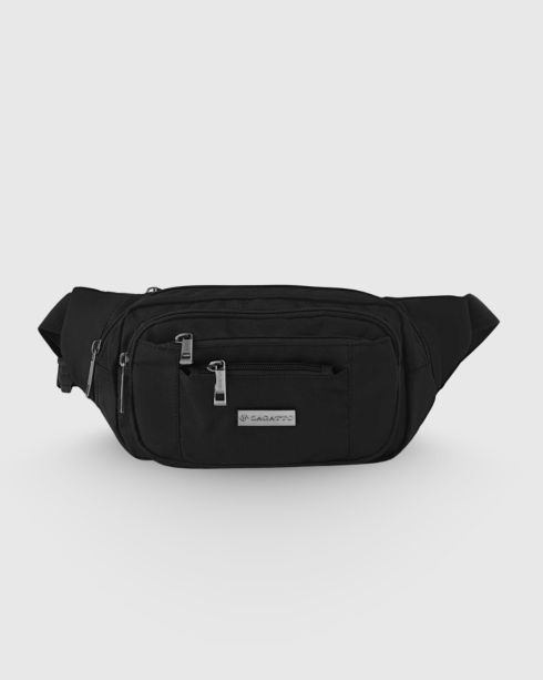 Borsetă neagră cu mai multe compartimente, poliester și nylon, Zagatto – imaginea 2