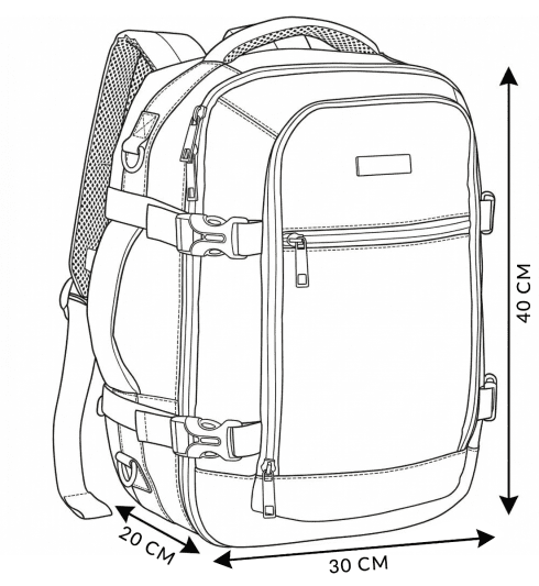 Rucsac de cabină avion 40x30x20 pentru călătorii