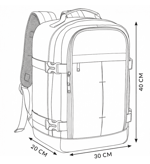 Rucsac de cabină avion 40x30x20 pentru călătorii