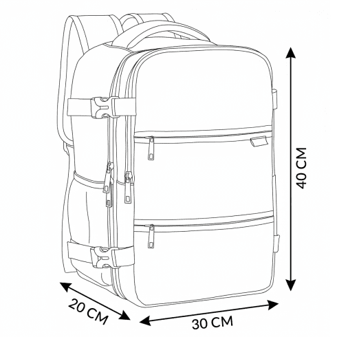 Rucsac de cabină avion 40x30x20 pentru călătorii