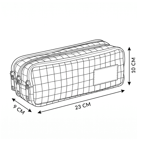 Penar alb cu 3 compartimente ZG722 "Pen House" - fermoare roz și plasă neagră pentru școală