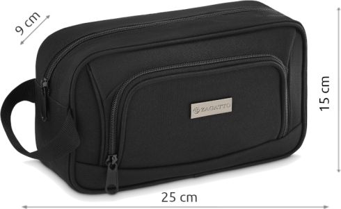 Geantă cosmetică neagră cu fermoar, ZG730