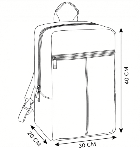 Rucsac de călătorie negru, pentru avion, 40x20x25 ZG771
