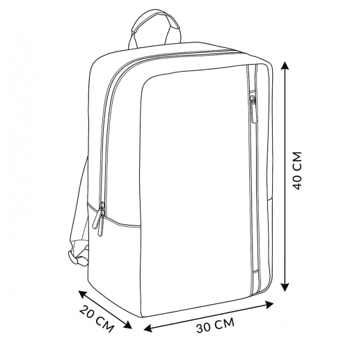 Rucsac de călătorie negru, pentru avion, 40x20x25, ZG832