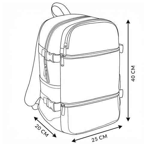 Rucsac de călătorie negru pentru avion 40x20x25 ZG847