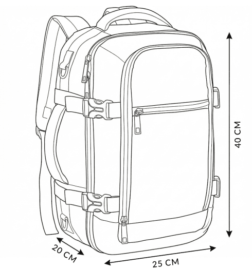 Rucsac de avion negru 40x25x20 ZG920