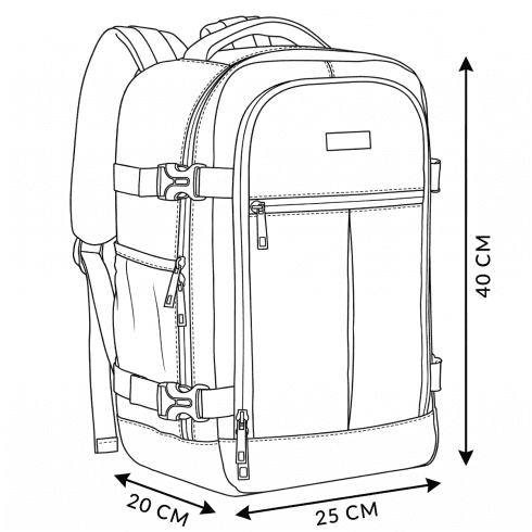 Rucsac de avion negru 40x25x20 ZG930