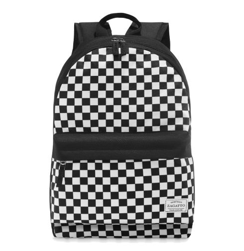 School backpack in black and white chequered Zagatto ZG765 - 20L - thumbnail